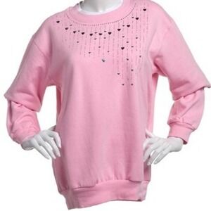 NWT Top Stitch by Morning Sun Women's Pink Valentine's Hearts Sweatshirt LG